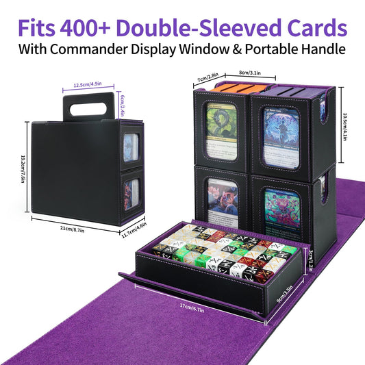 AFIING Commander Deck Box holds 400+ double-sleeved cards for organized MTG storage.