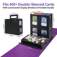 AFIING Commander Deck Box holds 400+ double-sleeved cards for organized MTG storage.