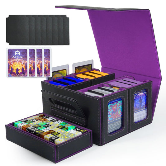 AFIING Commander Deck Box with display window keeps prized cards visible and protected.