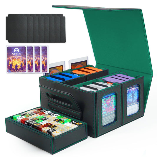 AFIING Commander Deck Box with display window for quick deck identification and protection.
