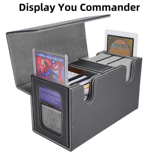 AFIING 3-in-1 card storage box with two boxes and a mat keeps setup neat