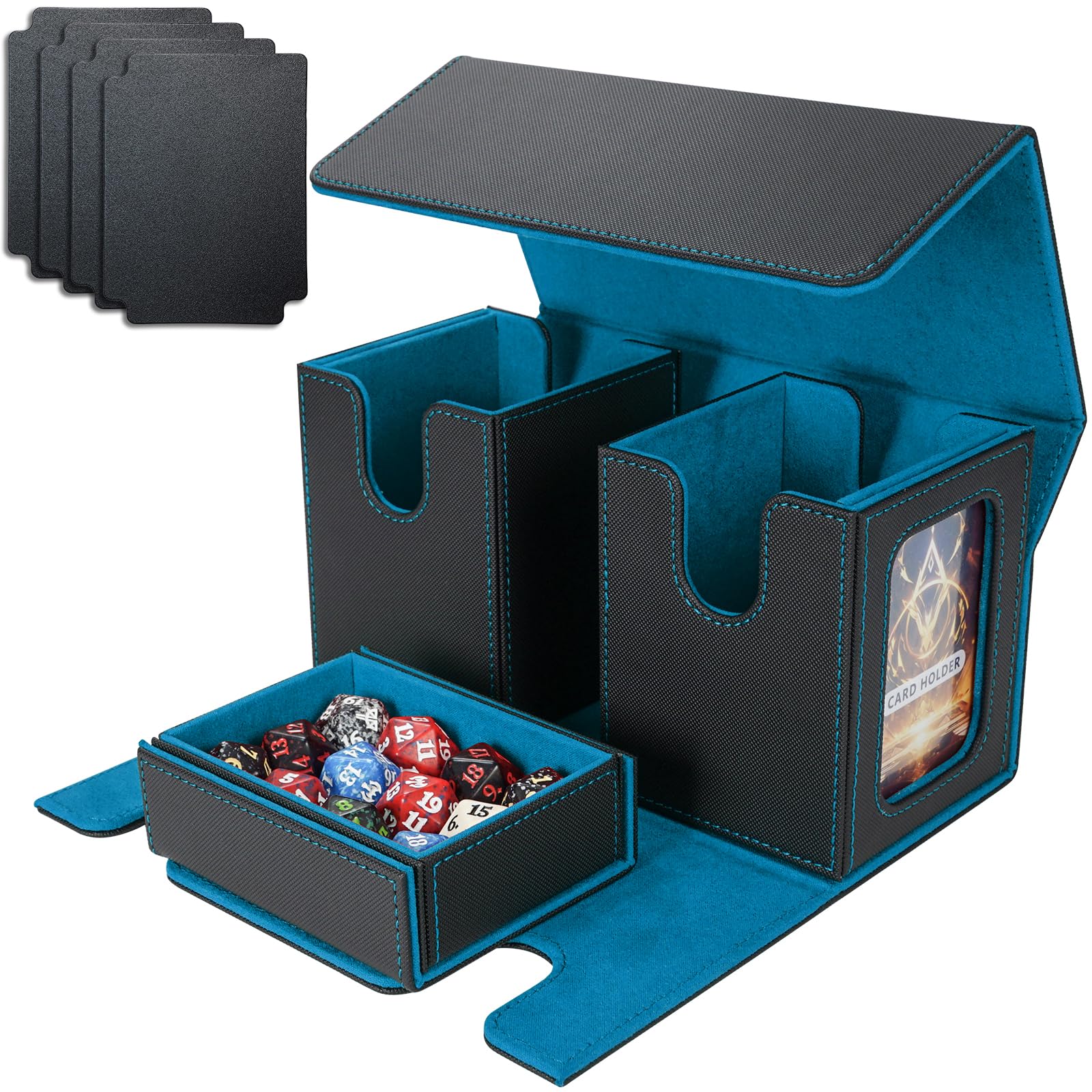 AFIING MTG Commander box with side window for quick deck ID