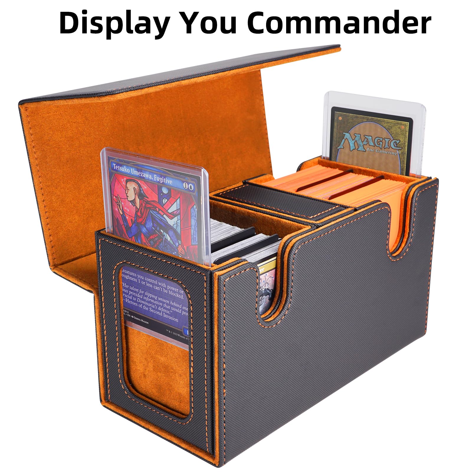 AFIING MTG Commander deck box holds 80 double-sleeved cards in an organized stack.