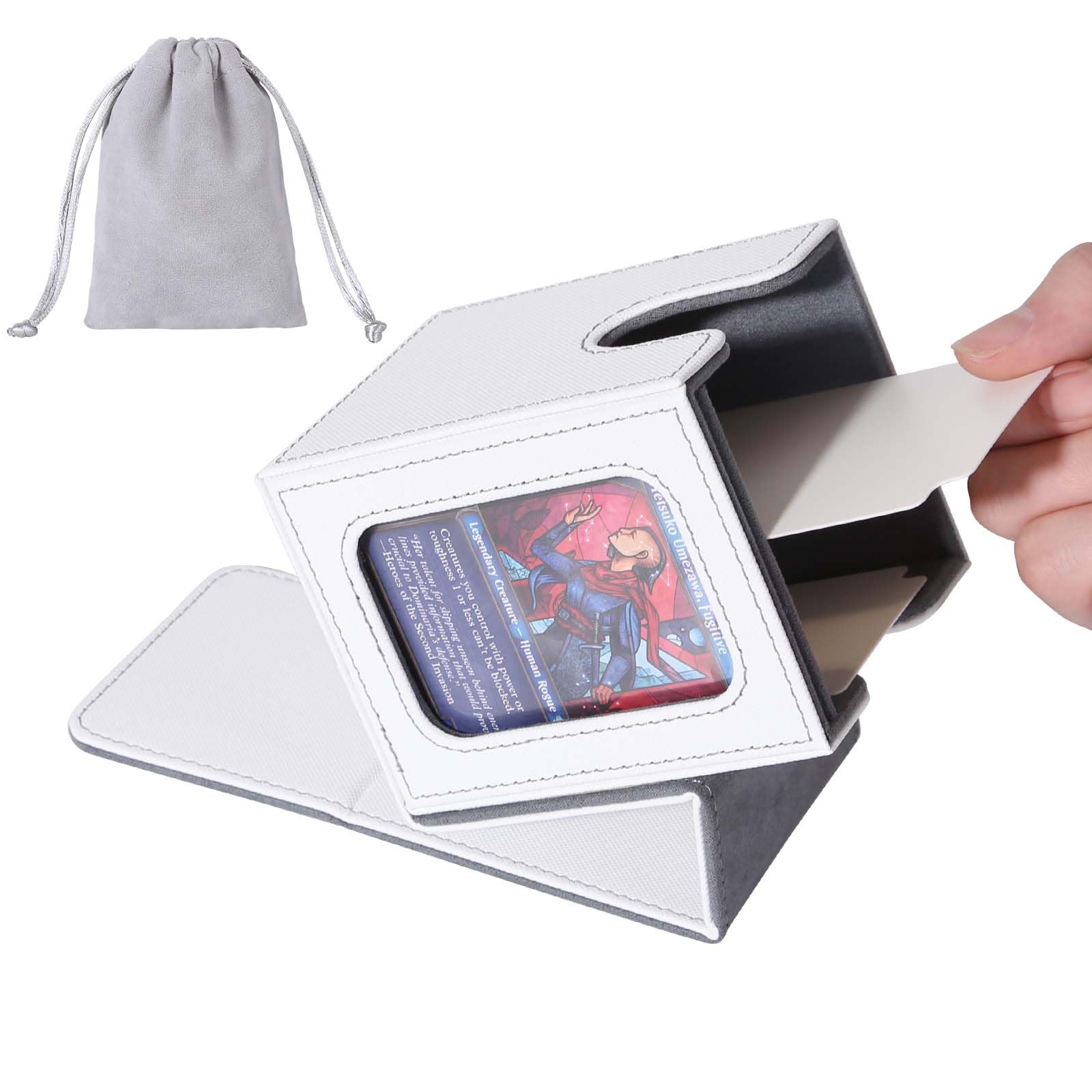 AFIING MTG deck box with side window displays commander for quick identification