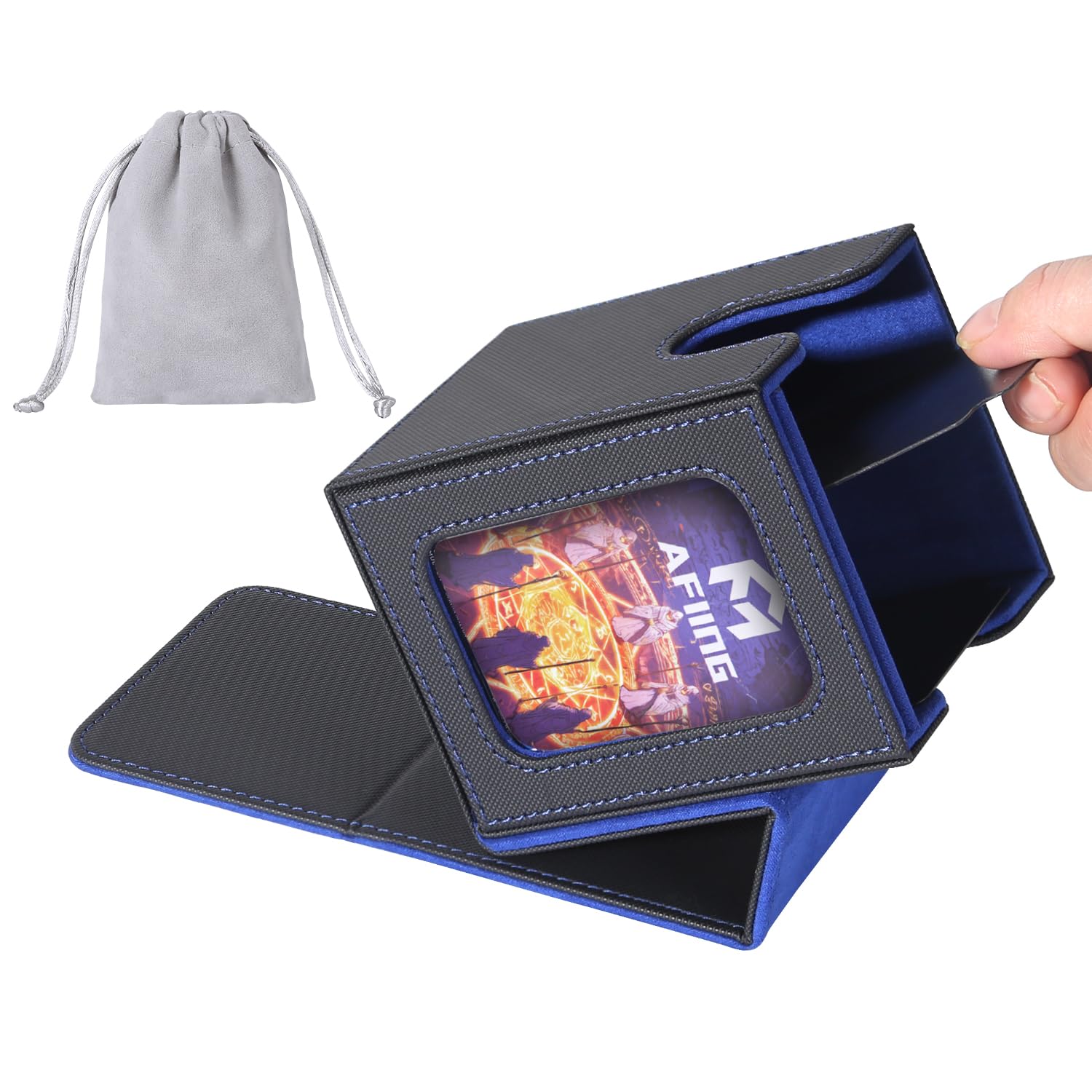 AFIING MTG deck box with commander side window for quick reference