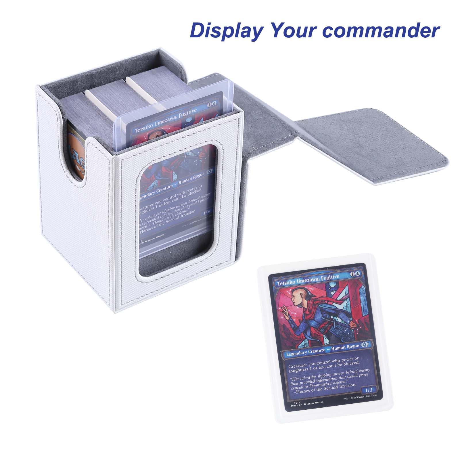 Interior view shows 4x3x3 inch space for 60 plus double-sleeved cards