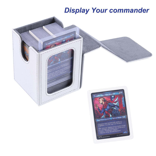 Interior view shows 4x3x3 inch space for 60 plus double-sleeved cards
