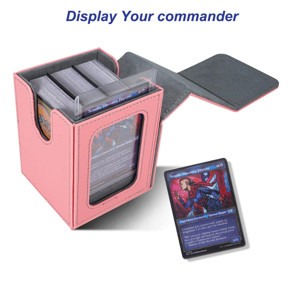 AFIING interior view shows 4x3x3 inch space for 100 double-sleeved cards