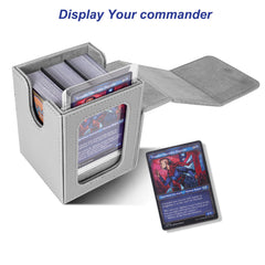 AFIING deck box interior shows compact 4x3x3 inch layout for double-sleeved cards
