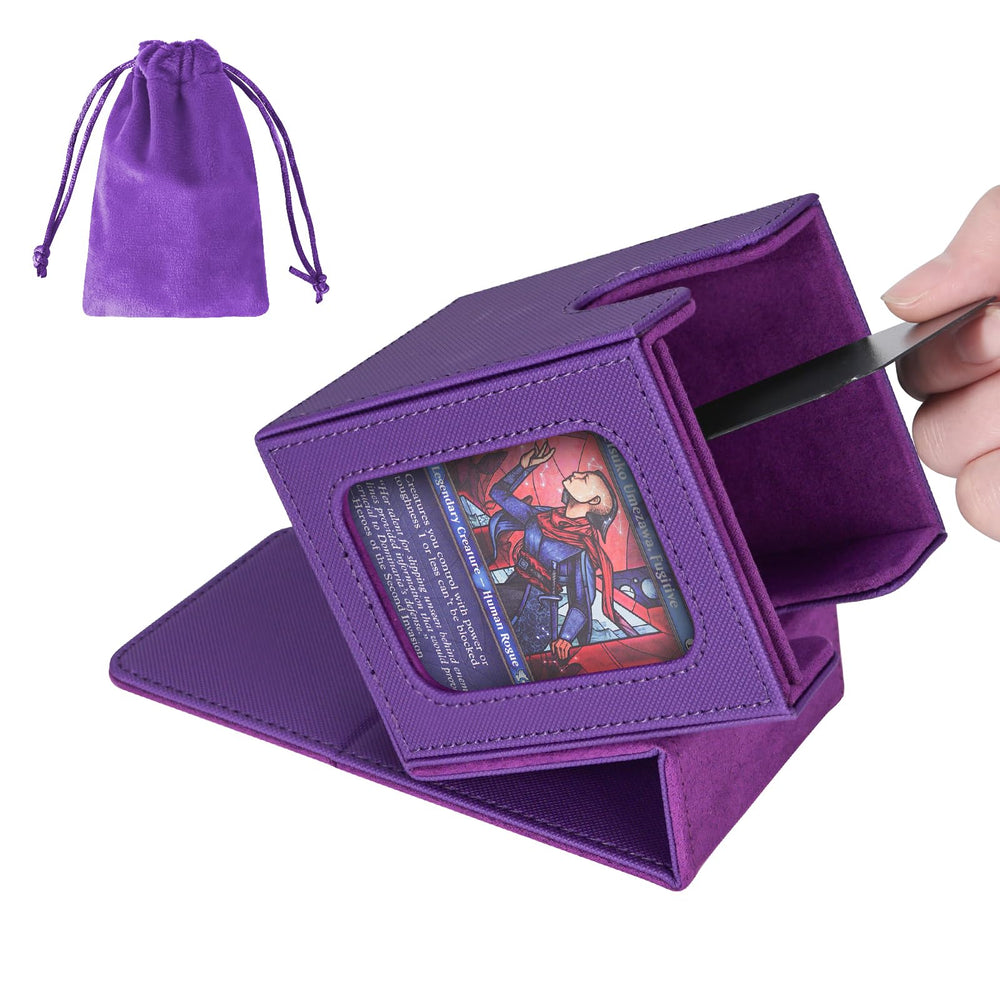 AFIING MTG deck box with side window displays the commander for quick deck recognition.