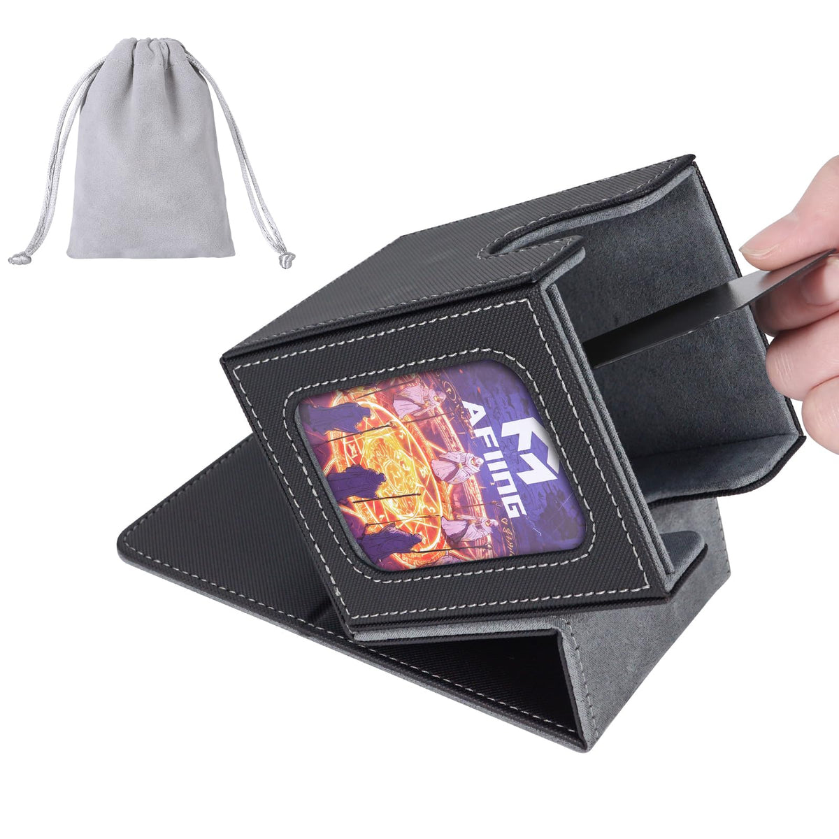 AFIING MTG deck box with side window for commander decks