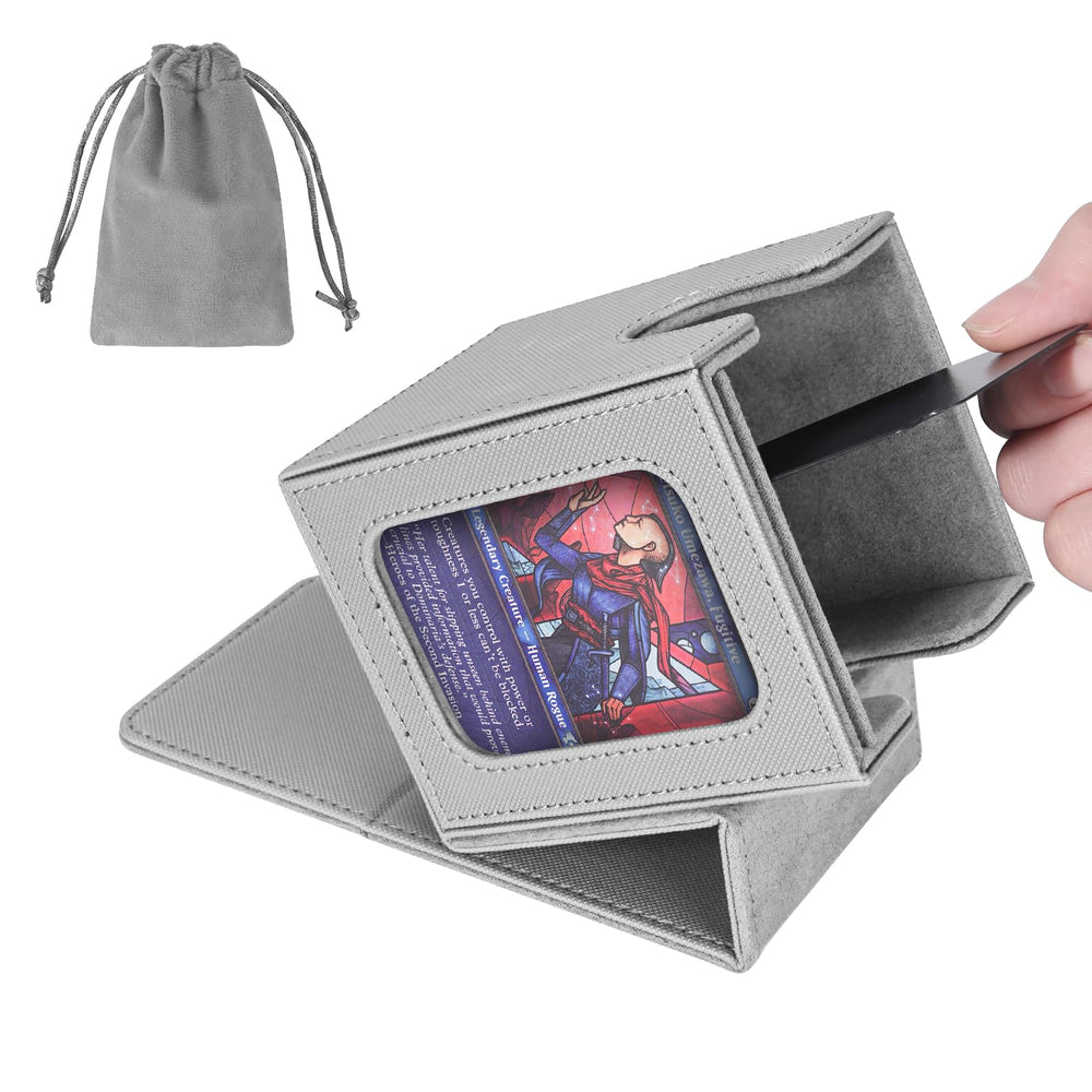 AFIING MTG deck box with side window for quick deck identification and easy setup