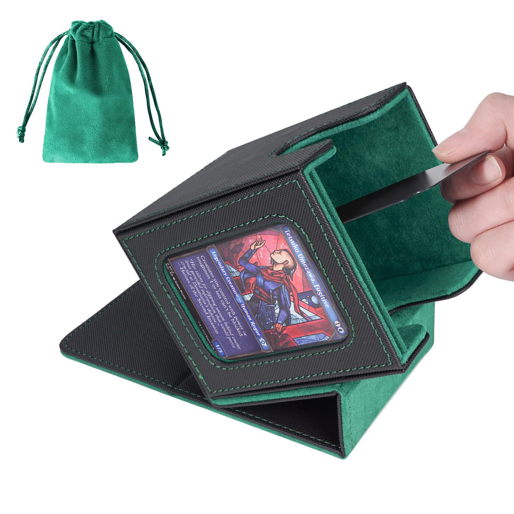 AFIING MTG deck box with side window showing commander for quick recognition.