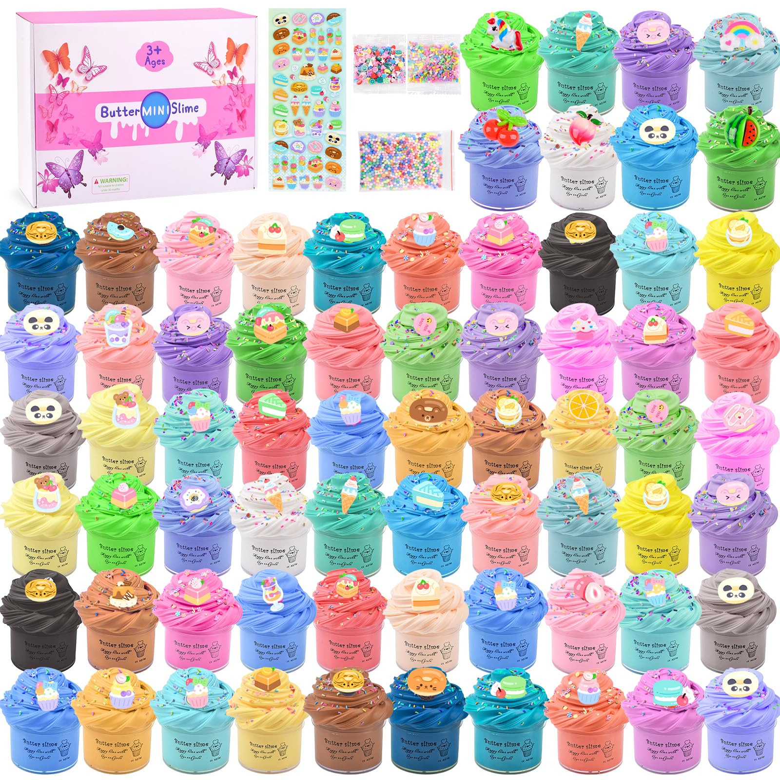 Afofall butter slime kit contents with 68 pieces ready for creative play
