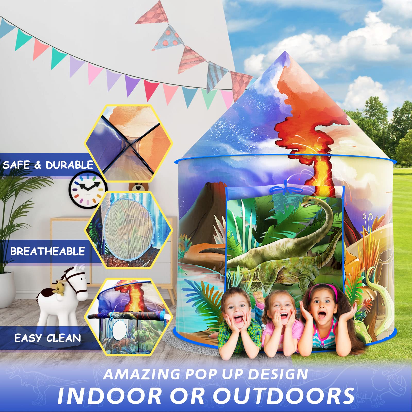 Afomida spacious tent accommodates up to three children for group play