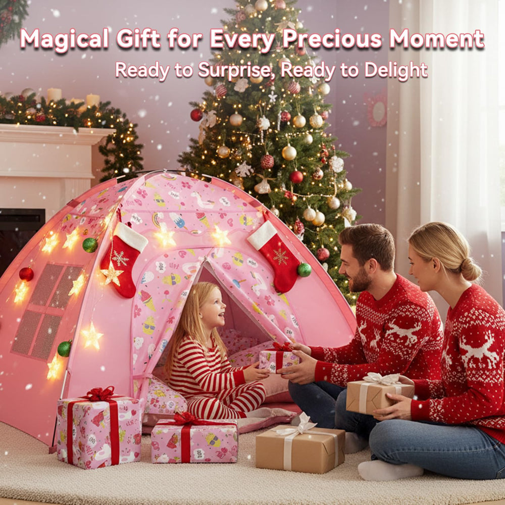 AFUNX tent folds quickly for simple storage after indoor play.