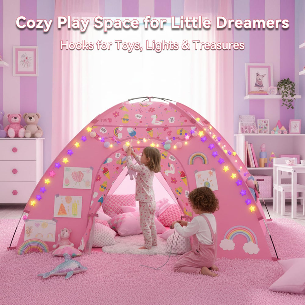 AFUNX unicorn tent in pink canvas creates a bright, inviting play space.