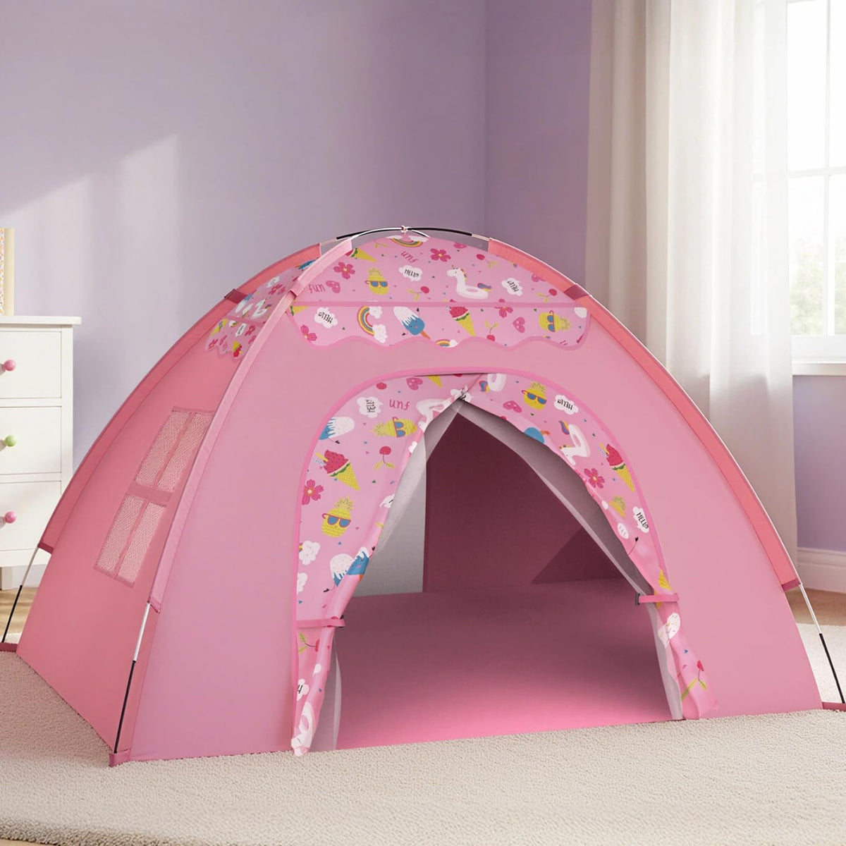 AFUNX Kids Play Tent with unicorn prints invites imaginative play and cozy hideaway.