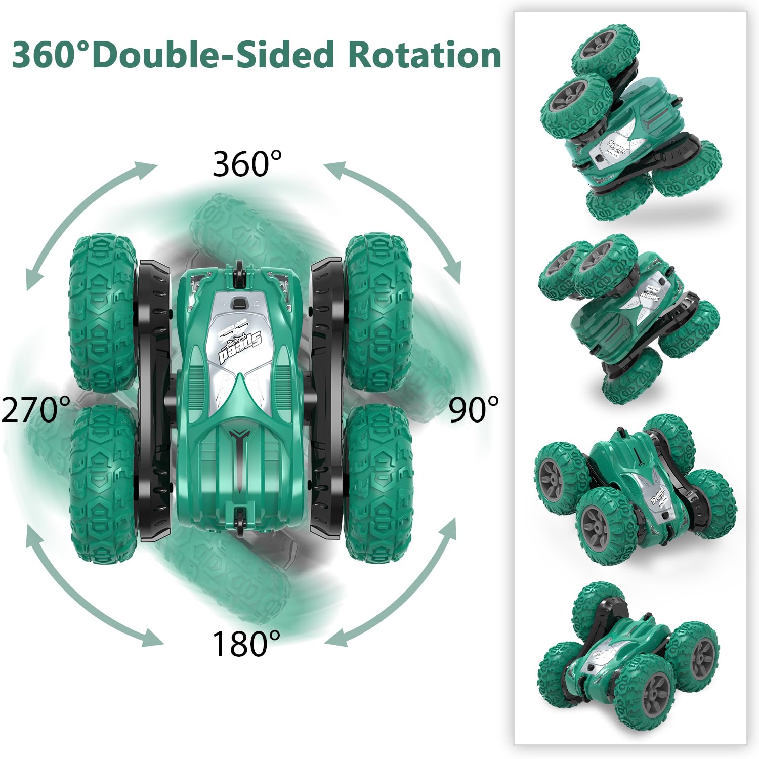 AFUNX remote control car double-sided running demonstrates 360° rotation for kids.