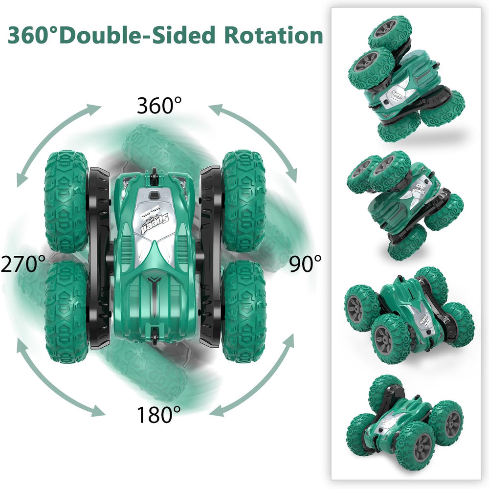AFUNX remote control car double-sided running demonstrates 360° rotation for kids.