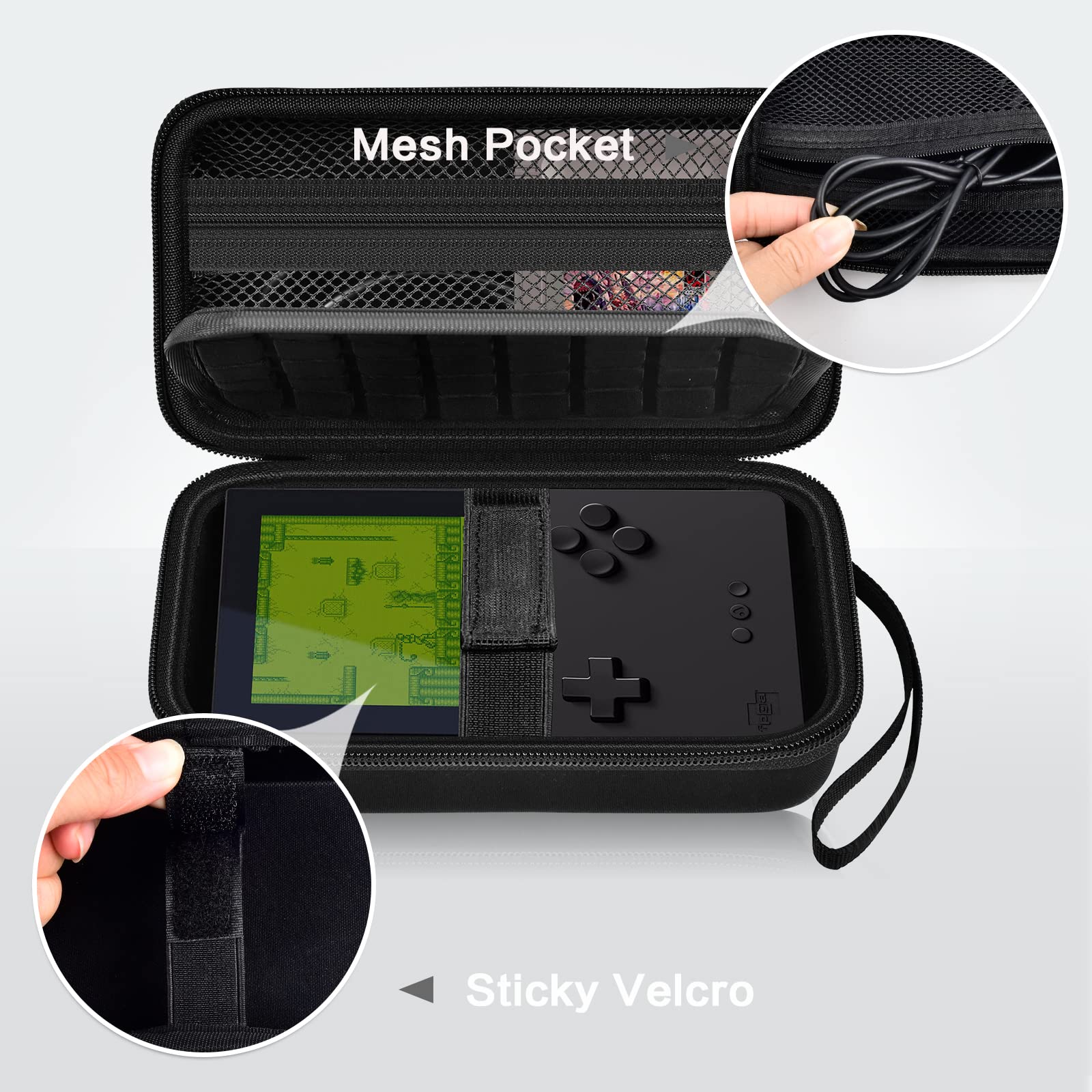 Againmore hard case zipper pocket secures game cards and cables