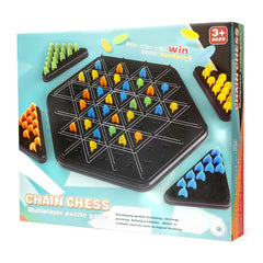 Agaommio Triangle Chain Board setup showcasing compact, engaging strategy play for families.