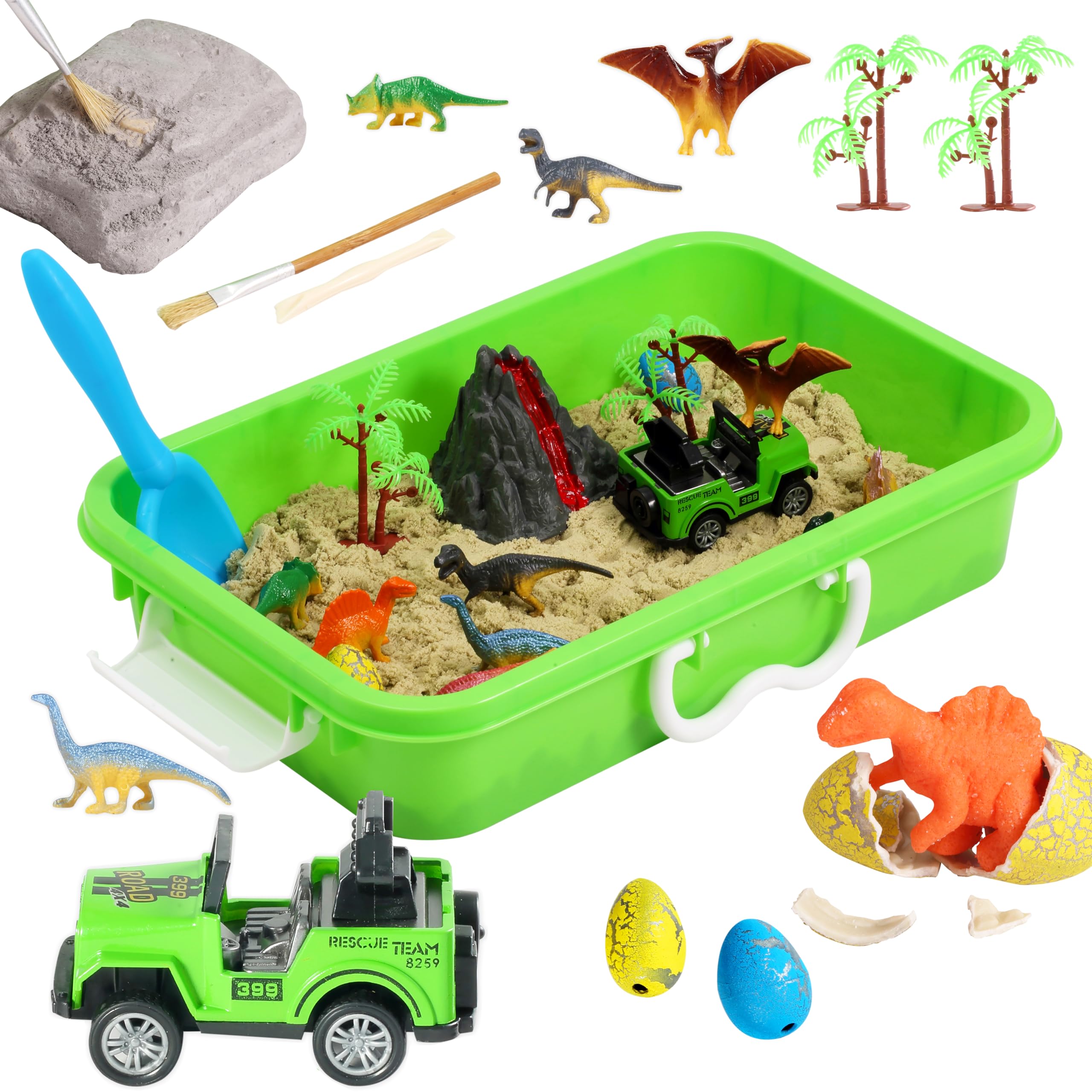 AGENTLAN Dinosaur Sensory Bin with dinosaurs for imaginative, hands-on learning.