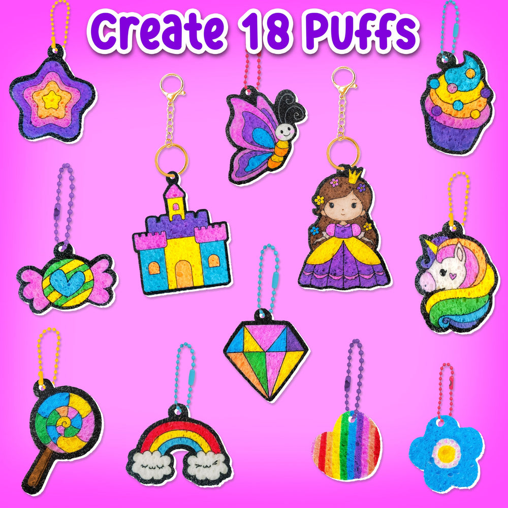 AGENTLAN Magic Puff Kit ball chains and keychains display finished 3D designs.