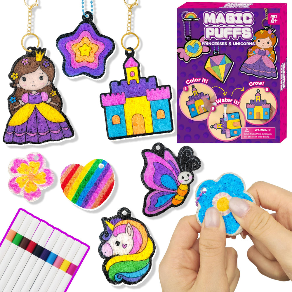 AGENTLAN Magic Puff Kit unicorn puff ready to pop into 3D art with water activation.