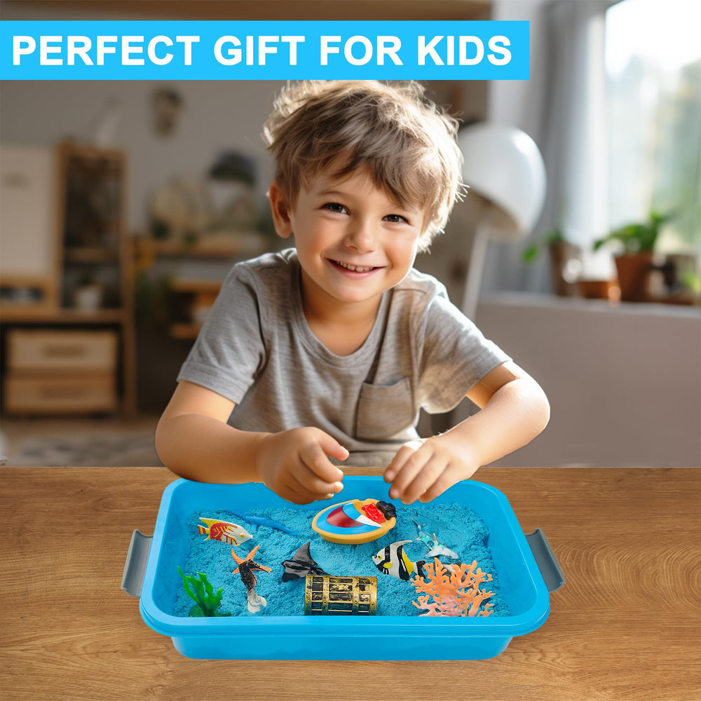 AGENTLAN Ocean Sensory Bin boat, tweezer, scoop for interactive learning.