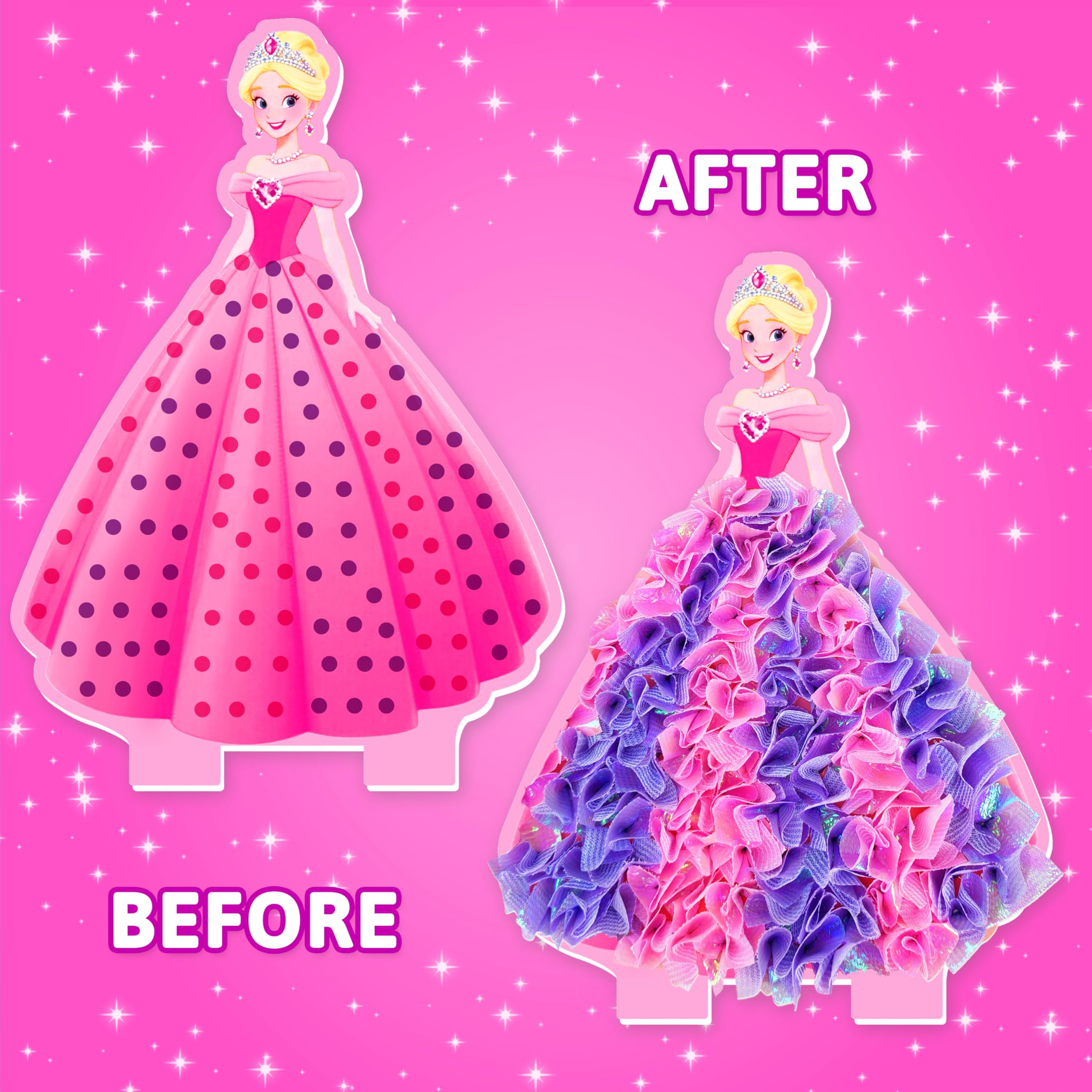 AGENTLAN Poke Art Princess Kit fabric squares provide vibrant, glue-free art materials for young creators.