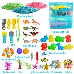 AGENTLAN sensory sands in pink, green, and blue for tactile exploration.