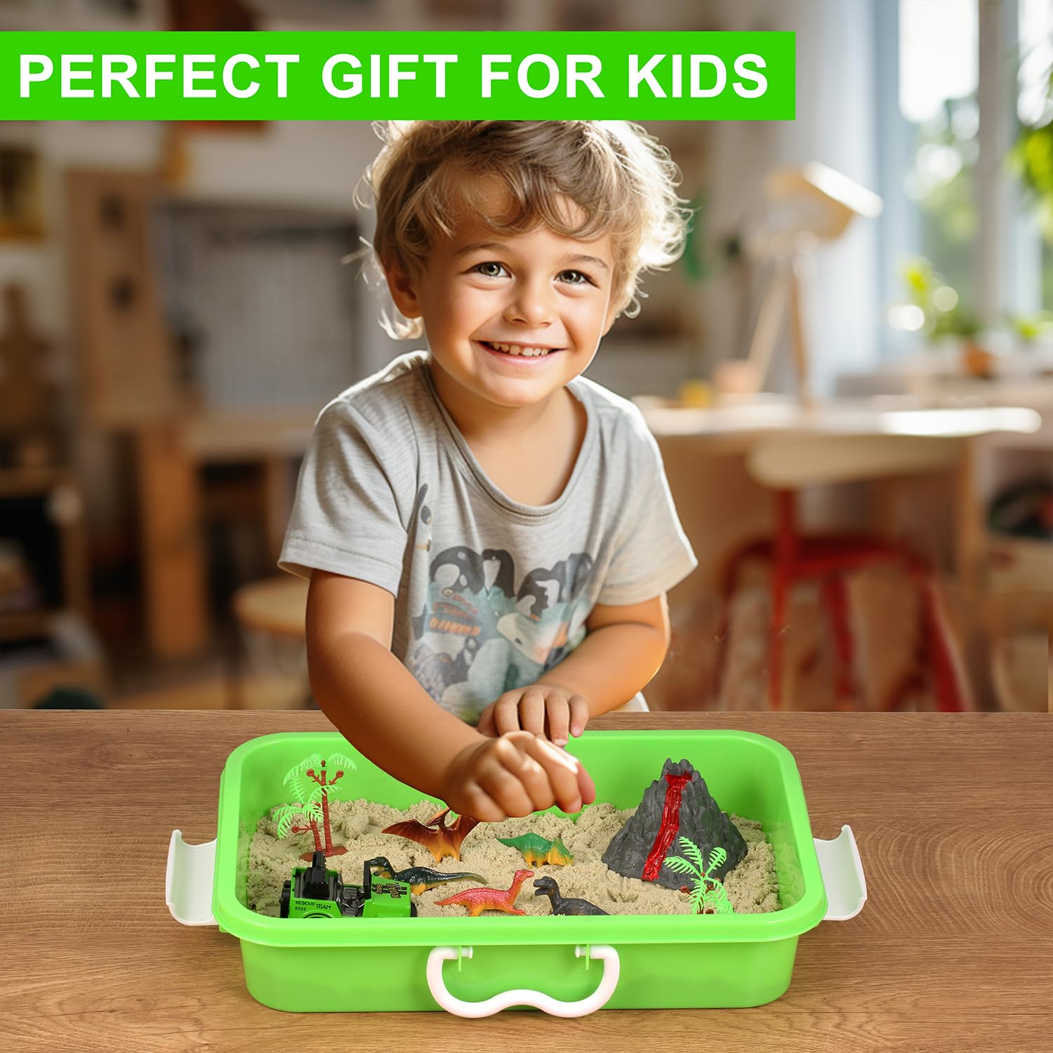 AGENTLAN Storage Box with fossil tools keeps everything organized after play.