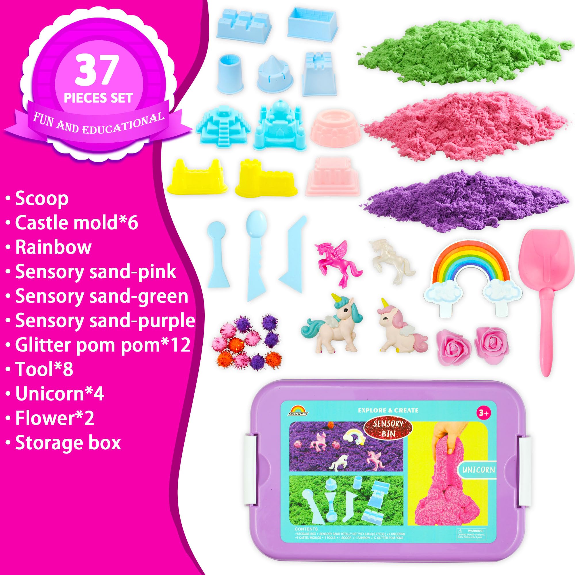 AGENTLAN Unicorn rainbow tool set encourages colorful, hands-on learning during play.