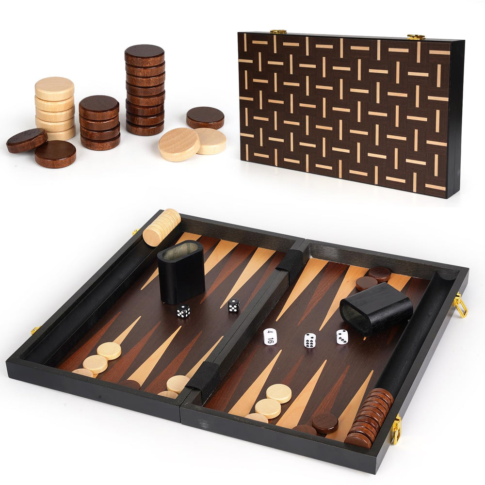 Agirlgle 15-inch wooden backgammon board with a smooth surface for precise moves