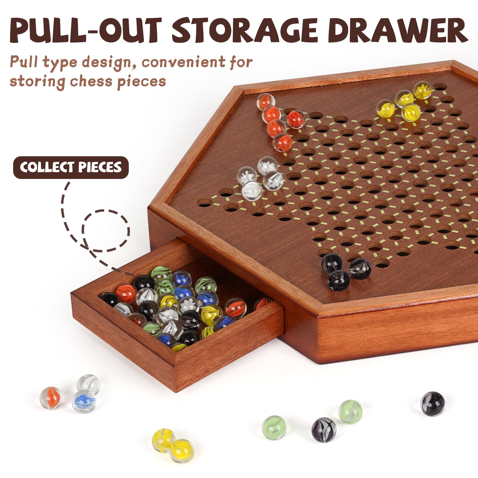 Agirlgle 72 glass marbles in six colors ready for strategic, multiplayer action.