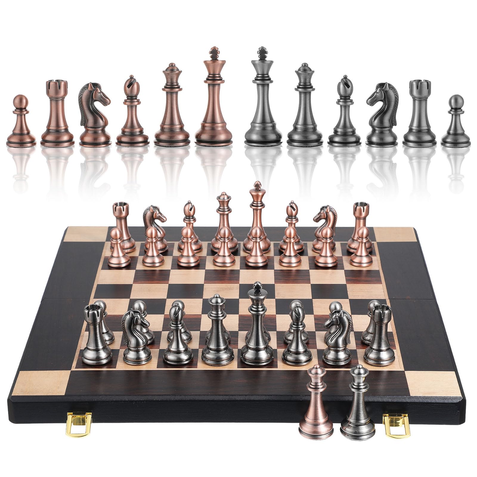 Agirlgle board storage compartment keeps pieces organized when closed.
