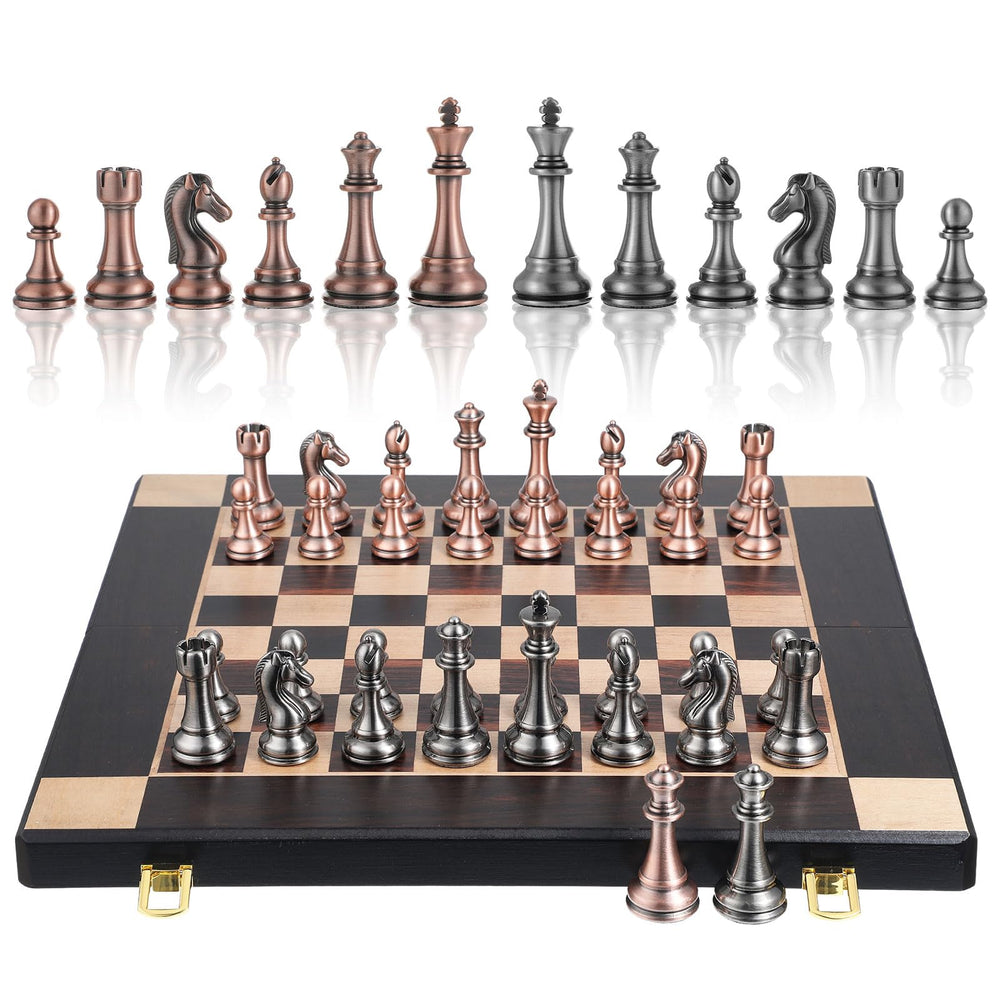 Agirlgle board storage compartment keeps pieces organized when closed.