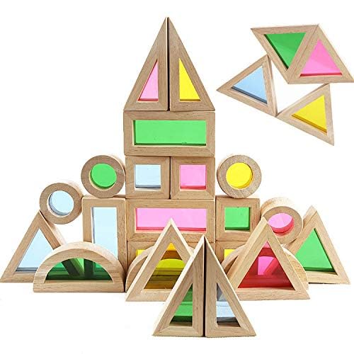 Agirlgle rainbow wood blocks promote color recognition during play