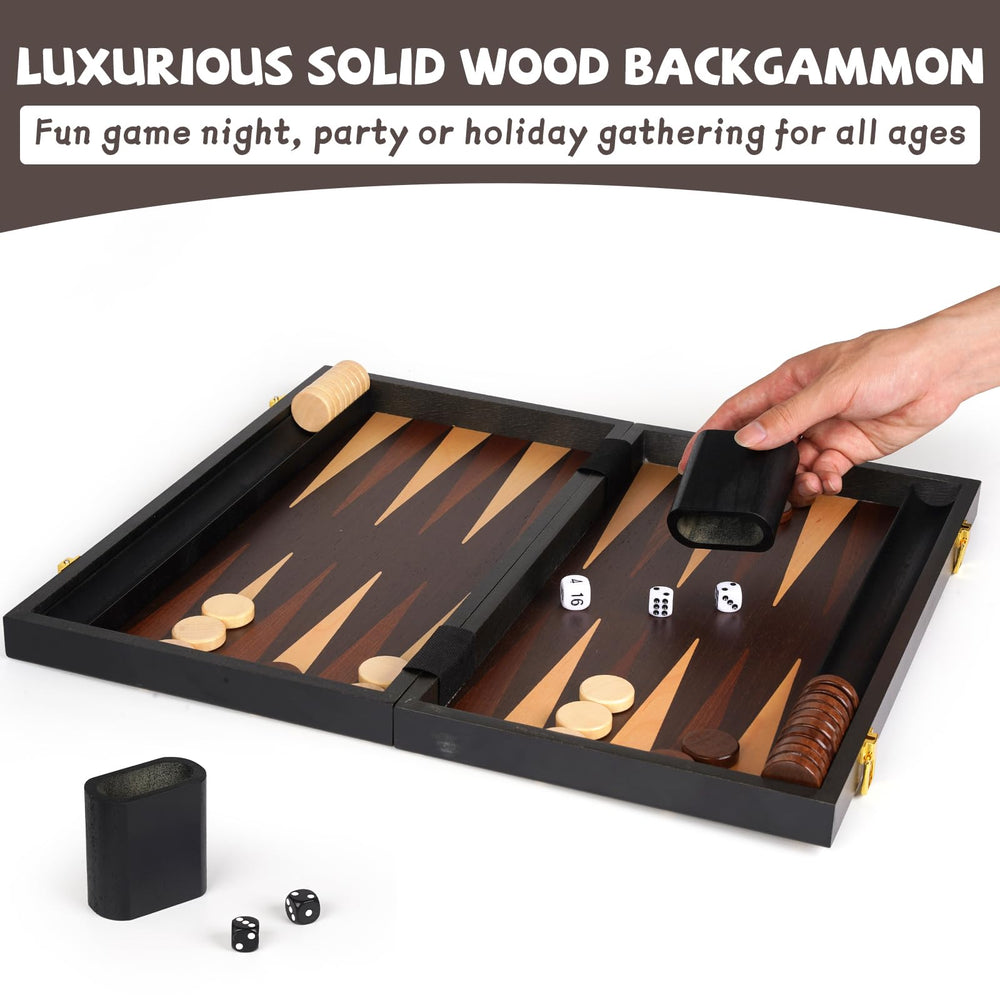 Agirlgle wooden backgammon dice and checkers set for easy, accurate play