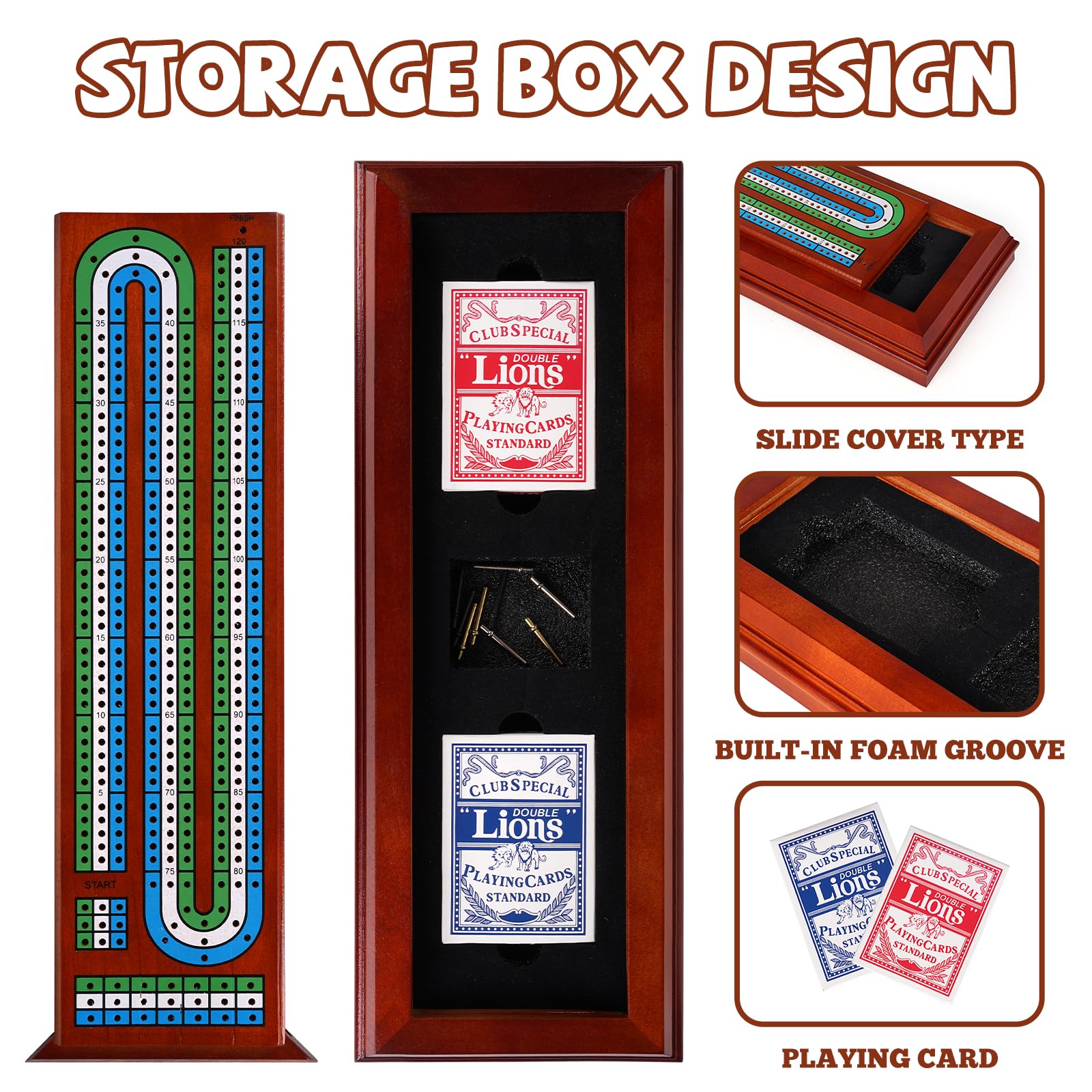 Agirlgle wooden cribbage board burr-free-surface ensures smooth card handling.