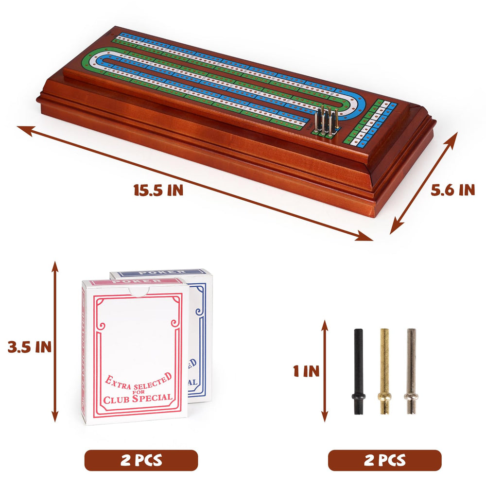 Agirlgle wooden cribbage board felt-lined-base minimizes slipping during play.