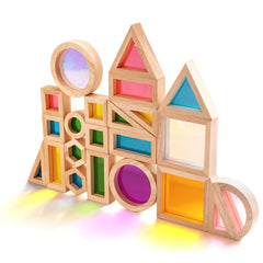 Agirlgle wooden rainbow blocks 32 pcs ready for creative building play.