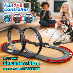 AGM MASTECH slot track cars with LED lamps for vibrant, visible racing.