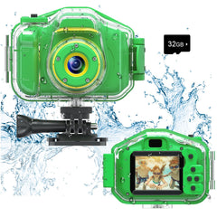 Agoigo Kids Waterproof Camera front view in green, ready for everyday adventures.