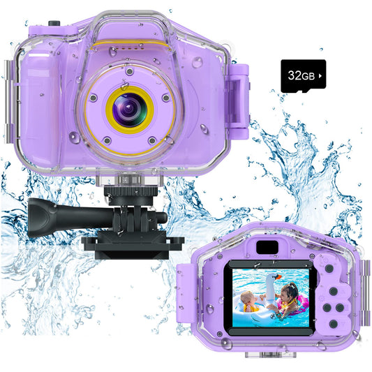 Agoigo Kids Waterproof Camera front view, kid-friendly design for easy photos.