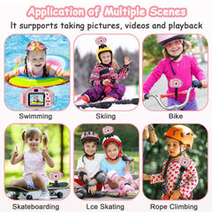 Agoigo Kids Waterproof Camera with underwater case installed for splashy adventures.
