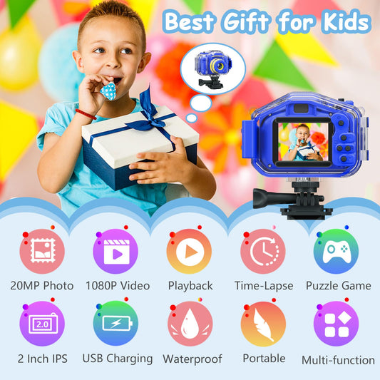 Agoigo Kids Waterproof Camera underwater case ready for swimming and water fun.