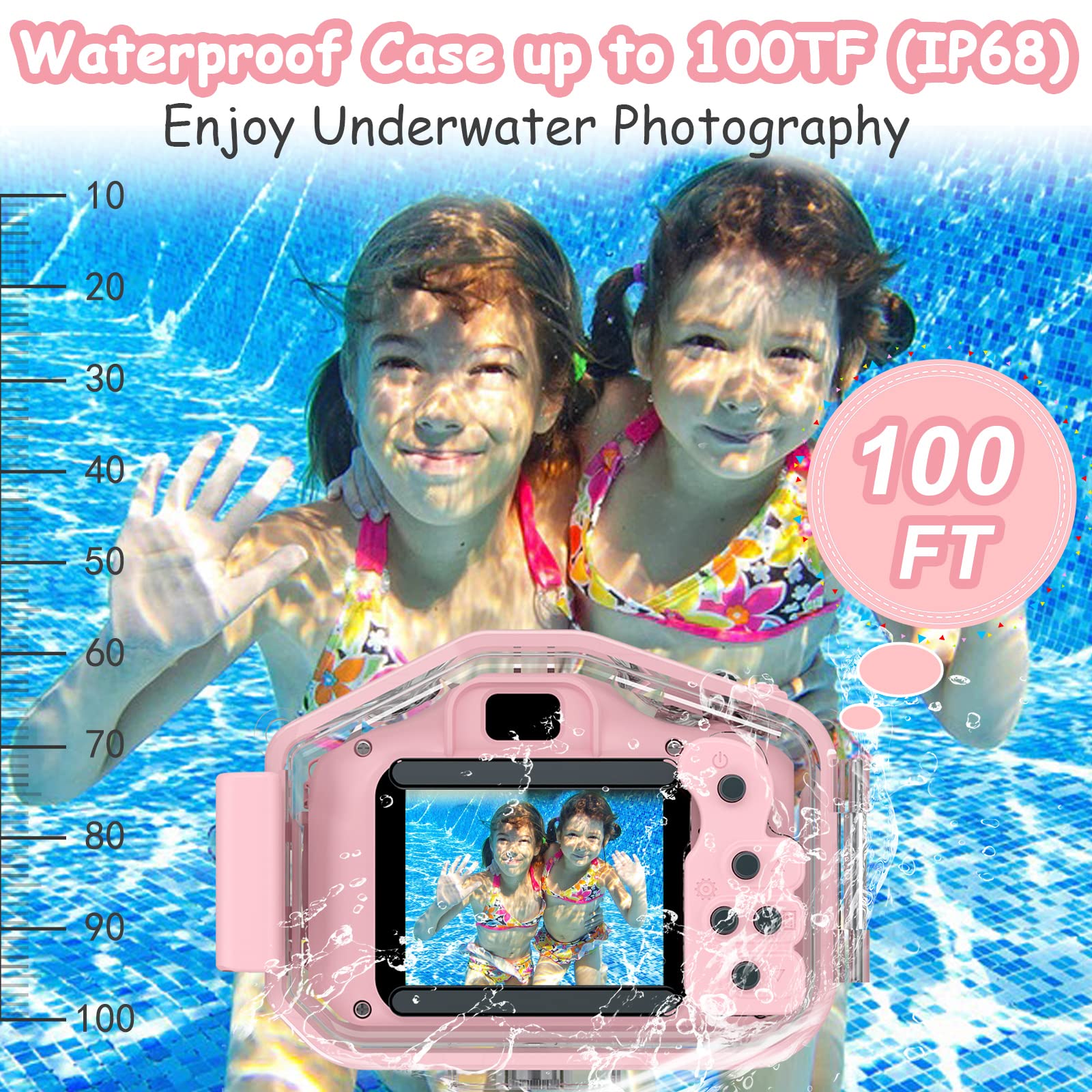 Agoigo Kids Waterproof Camera with 32GB card ready to store photos and videos.