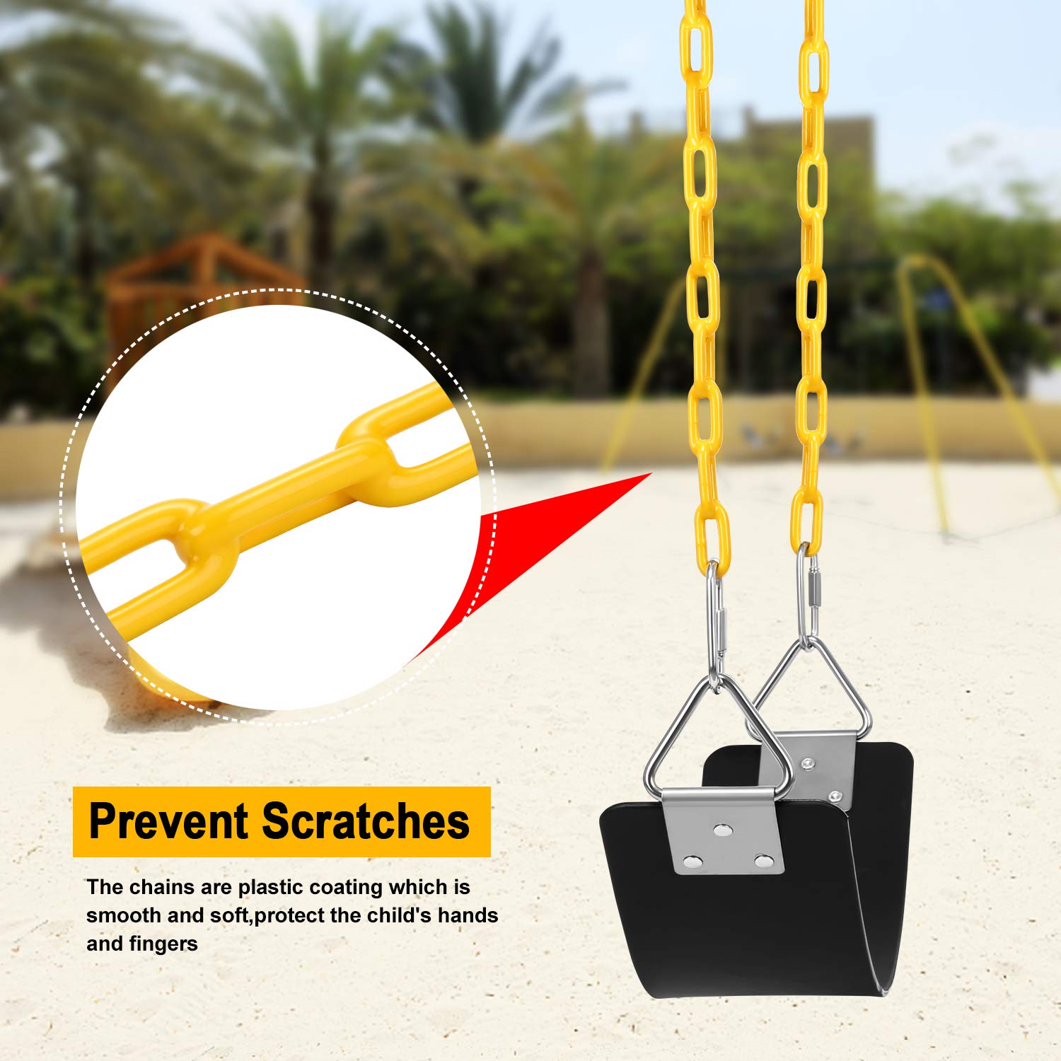 AGPTEK swing seat supports up to 250 pounds with non-slip grip